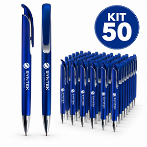 Kit 50 Canetas Plásticas Ref. 13830B Personalizadas