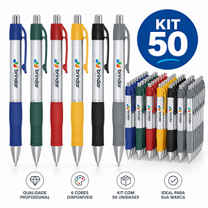 Kit 50 Canetas Plásticas Ref. 3011D Personalizadas