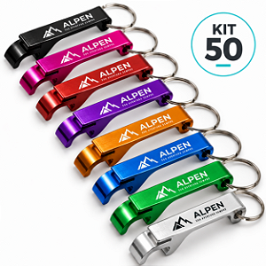 Kit 50 Chaveiros Abridores de Metal Personalizados