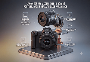 Câmera Canon EOS R50 V com Lente RF-S 14-30mm f/4-6.3 STM