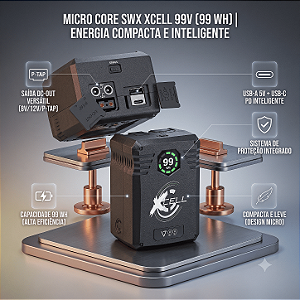 Bateria Micro Core SWX XCell V-Mount 99Wh para Câmeras Profissionais