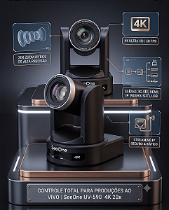 Câmera PTZ SeeOne UV-590 4K Zoom Óptico 20x com Saída SDI