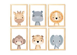 kit quadro safari infantil decoração quarto bebê
