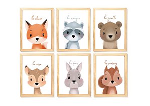 kit quadro safari infantil decoração quarto bebê