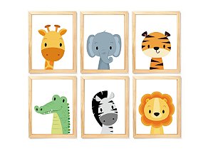 kit quadro safari infantil decoração quarto bebê