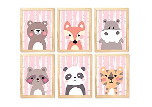 kit quadro safari infantil decoração quarto bebê