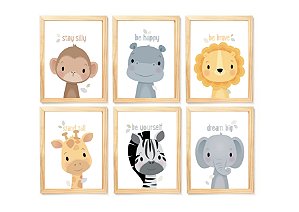 kit quadro safari infantil decoração quarto bebê