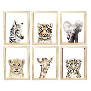 kit quadro infantil safari decoração enxoval quarto menina criança bebê