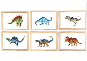 kit quadro infantil dinossauro decorativo quarto criança bebê
