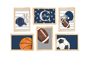 Kit quadro esporte infantil decorativo quarto criança bebê enxoval