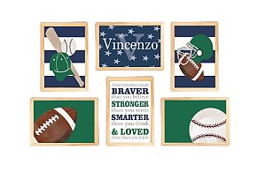 Kit quadro esporte infantil decorativo quarto criança bebê enxoval