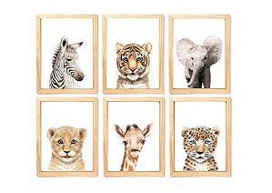 Kit quadro safari real infantil decorativo quarto criança enxoval bebê