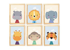 Kit quadro safari infantil decorativo quarto criança enxoval bebê