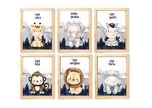 Kit quadro infantil safari decorativo quarto criança enxoval bebê