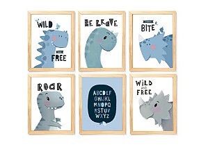 Kit quadro dinossauro bebê infantil decorativo quarto criança enxoval bebê