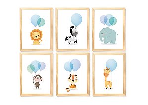 Kit quadro safari infantil decorativo quarto criança enxoval bebê