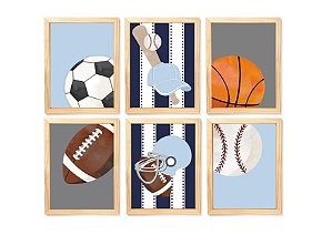 Kit quadro esporte infantil decorativo quarto criança enxoval bebê