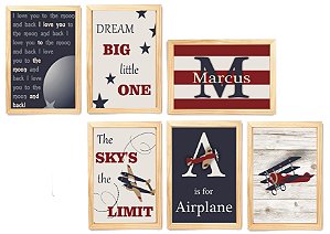 Kit quadro mundo & viagem infantil decorativo quarto criança enxoval bebê menino