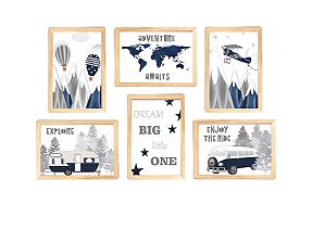 Kit quadro mundi & balão decorativo quarto criança enxoval bebê