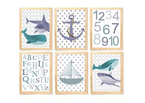 Kit quadro nautica decorativo quarto menina criança enxoval bebê
