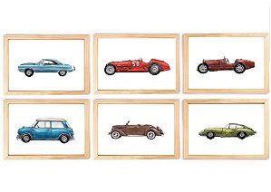 Kit quadro carros antigos transporte infantil decorativo quarto criança bebê menino enxoval