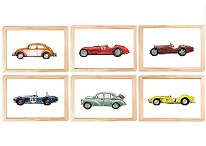 Kit quadro infantil decoração carros antigos transporte infantil decorativo quarto criança bebê menino