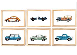 Kit quadro infantil decoração carrinhos transporte infantil decorativo quarto criança bebê menino