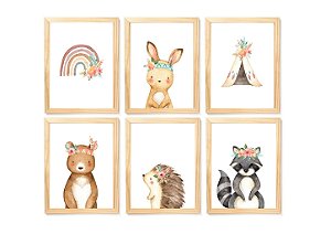 Kit quadro decorativo infantil safari  quarto criança enxoval delicado bebê menina
