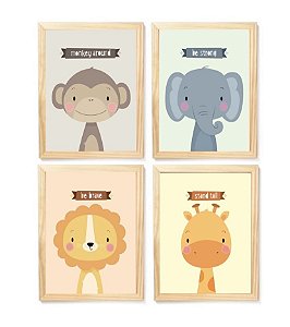 Kit quadro decorativo infantil safari quarto criança enxoval bebê