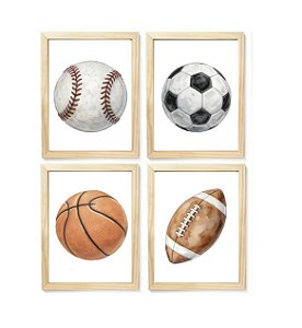 Kit quadro decorativo infantil esporte bolas quarto criança  bebê enxoval menino