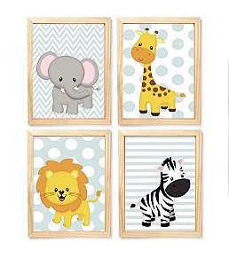 Kit quadro infantil decorativo safari quarto criança  bebê enxoval