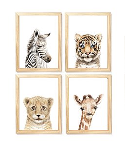 Kit quadro infantil decorativo safari real quarto criança  bebê enxoval