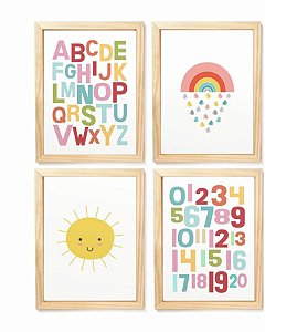 Kit quadro arco íris e sol  decorativo infantil quarto criança bebê enxoval