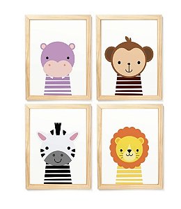 Kit quadro safari  decorativo infantil quarto criança bebê enxoval infantil