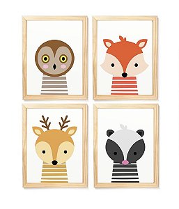 Kit quadro safari decorativo infantil quarto criança bebê enxoval infantil