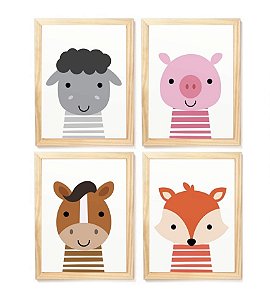 Kit quadro safari decorativo infantil quarto criança bebê enxoval