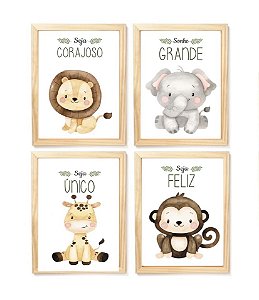 Kit quadro  decorativo infantil safari quarto criança bebê enxoval