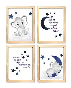 Kit quadro  nuvem e estrela decorativo  quarto criança bebê enxoval