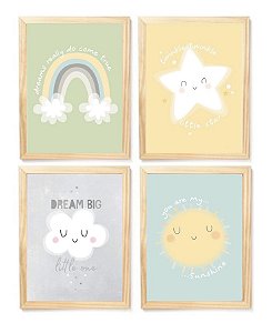 Kit quadro arco íris estrela nuvem e sol decorativo  quarto criança bebê enxoval