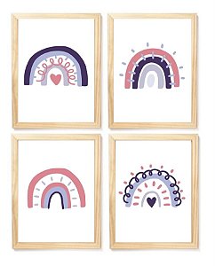 Kit quadro arco íris decorativo  quarto criança bebê enxoval menina