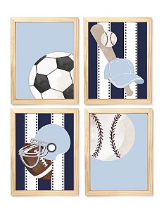 Kit quadro infantil decorativo esporte quarto criança bebê enxoval menino