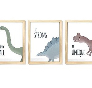 Kit quadro infantil A3 dinossauro decorativo enxoval quarto criança