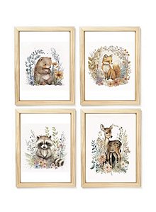 Kit quadro infantil safari delicado flores decorativo quarto criança bebê enxoval infantil menina