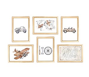 Kit quadro mundo viagem decorativo quarto criança enxoval bebê