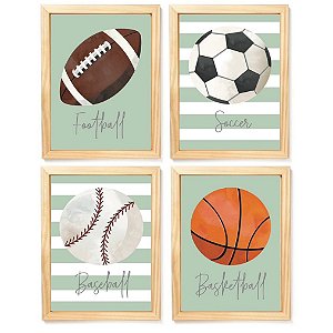 Kit quadro  decorativo esporte bolas quarto criança bebê enxoval