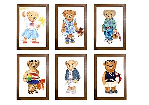 Kit quadro  decorativo ursa RL polo rauph lauren quarto criança bebê enxoval