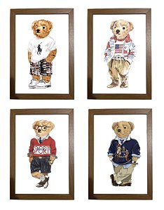 Kit quadro  decorativo esporte urso RL polo rauph lauren quarto criança bebê enxoval
