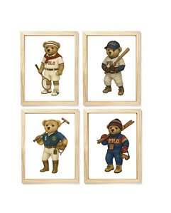 Kit quadro  decorativo esporte urso RL polo rauph lauren quarto criança bebê enxoval