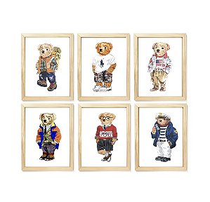 Kit quadro  decorativo urso esporte RL polo rauph lauren quarto criança bebê enxoval