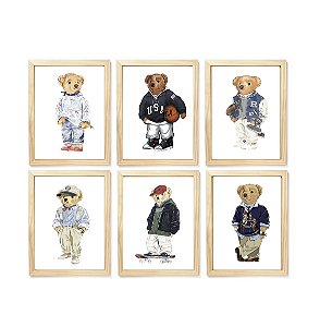Kit quadro  decorativo urso esporte RL polo rauph lauren quarto criança bebê enxoval